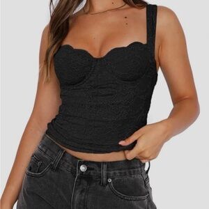 ReoRia Black Lace Tank Top